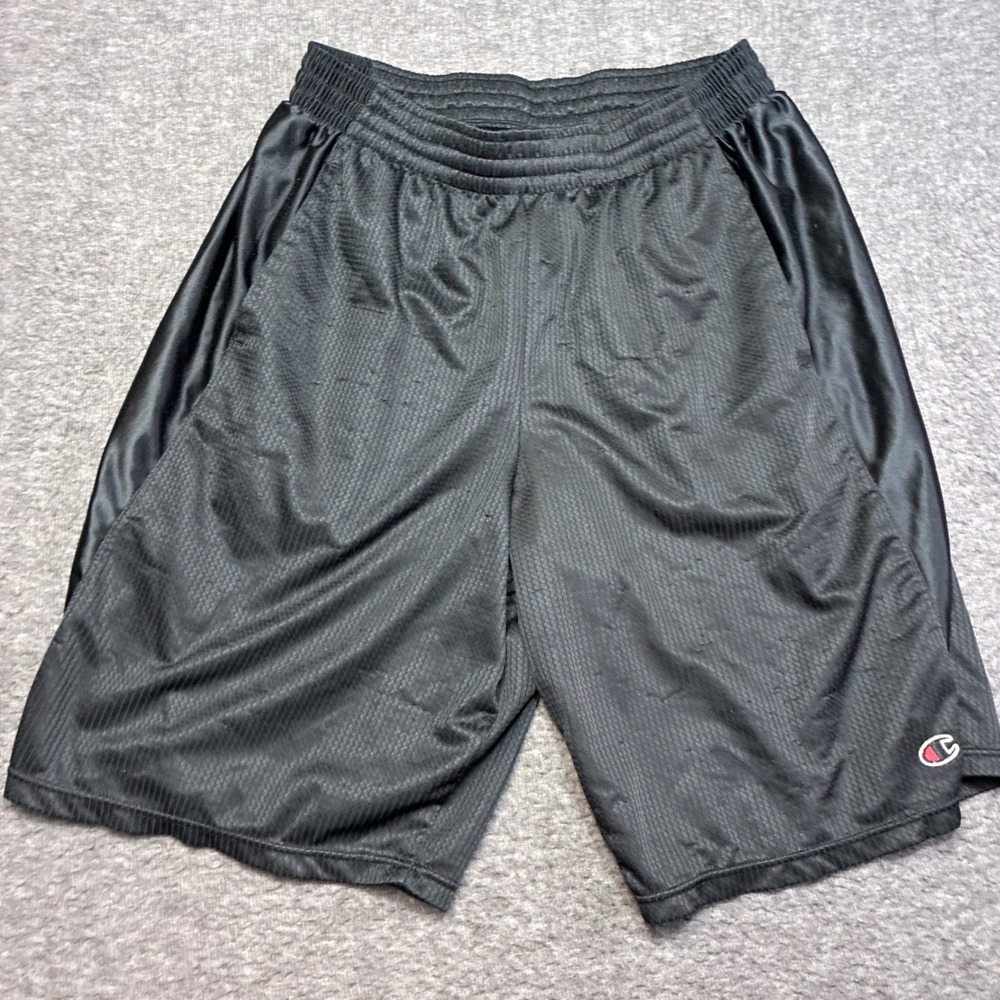Vintage Champion Basketball‎ Shorts Mens L Black Mesh Athletic Gym